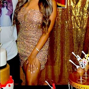 Sequin taupe nude dress